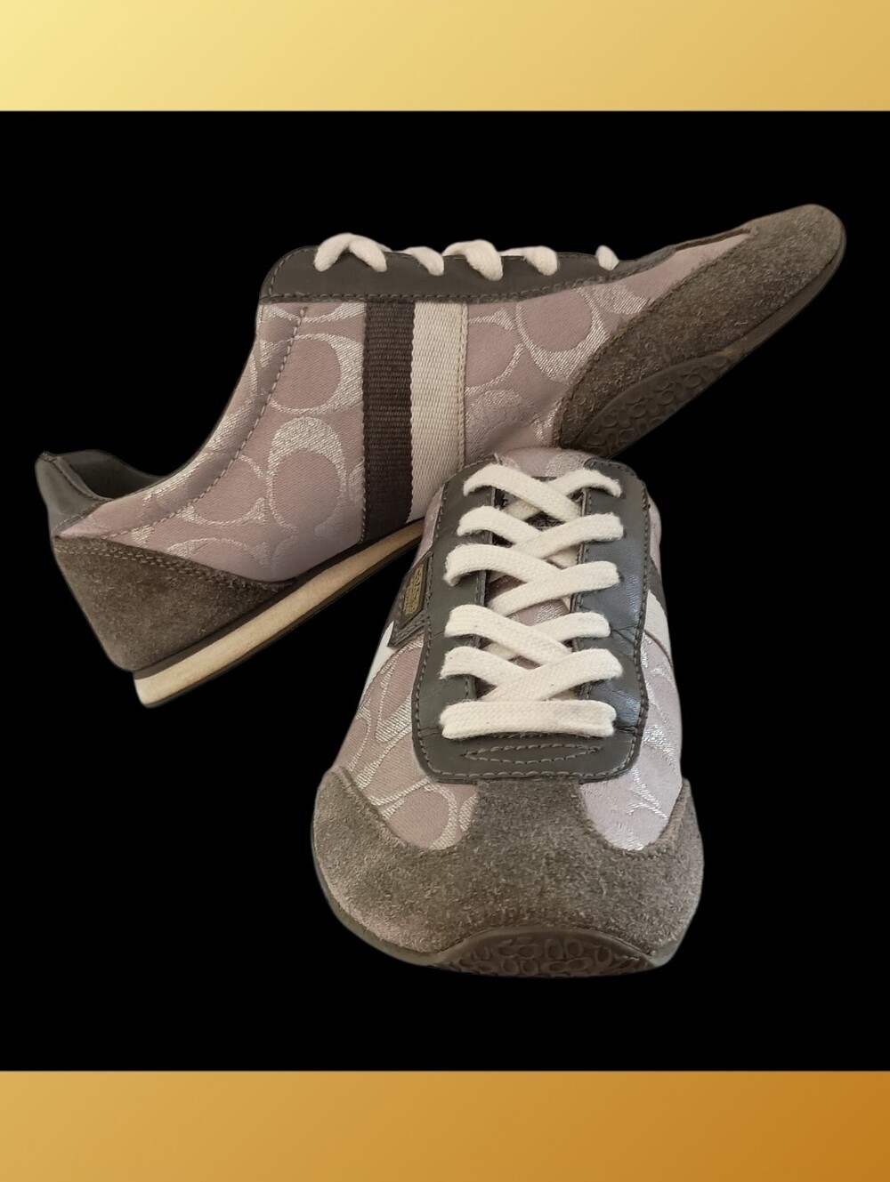 Coach Kinsley Sneakers Gray Suede And Silver GRUC Size 8M